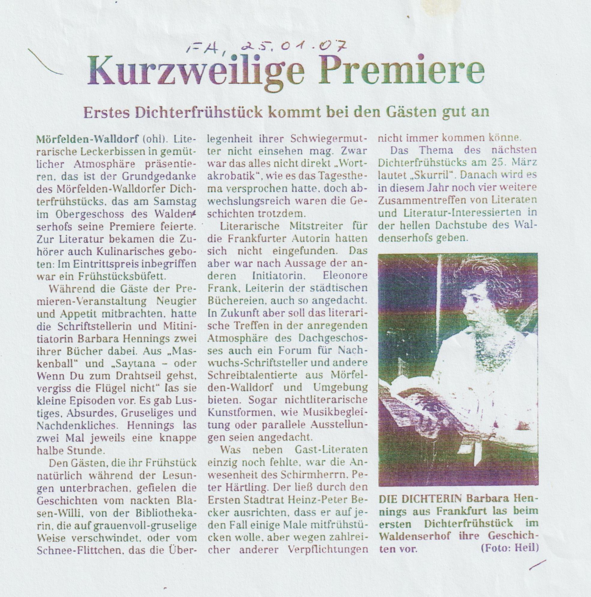 Dichterfrühstück Walldorf Premiere I